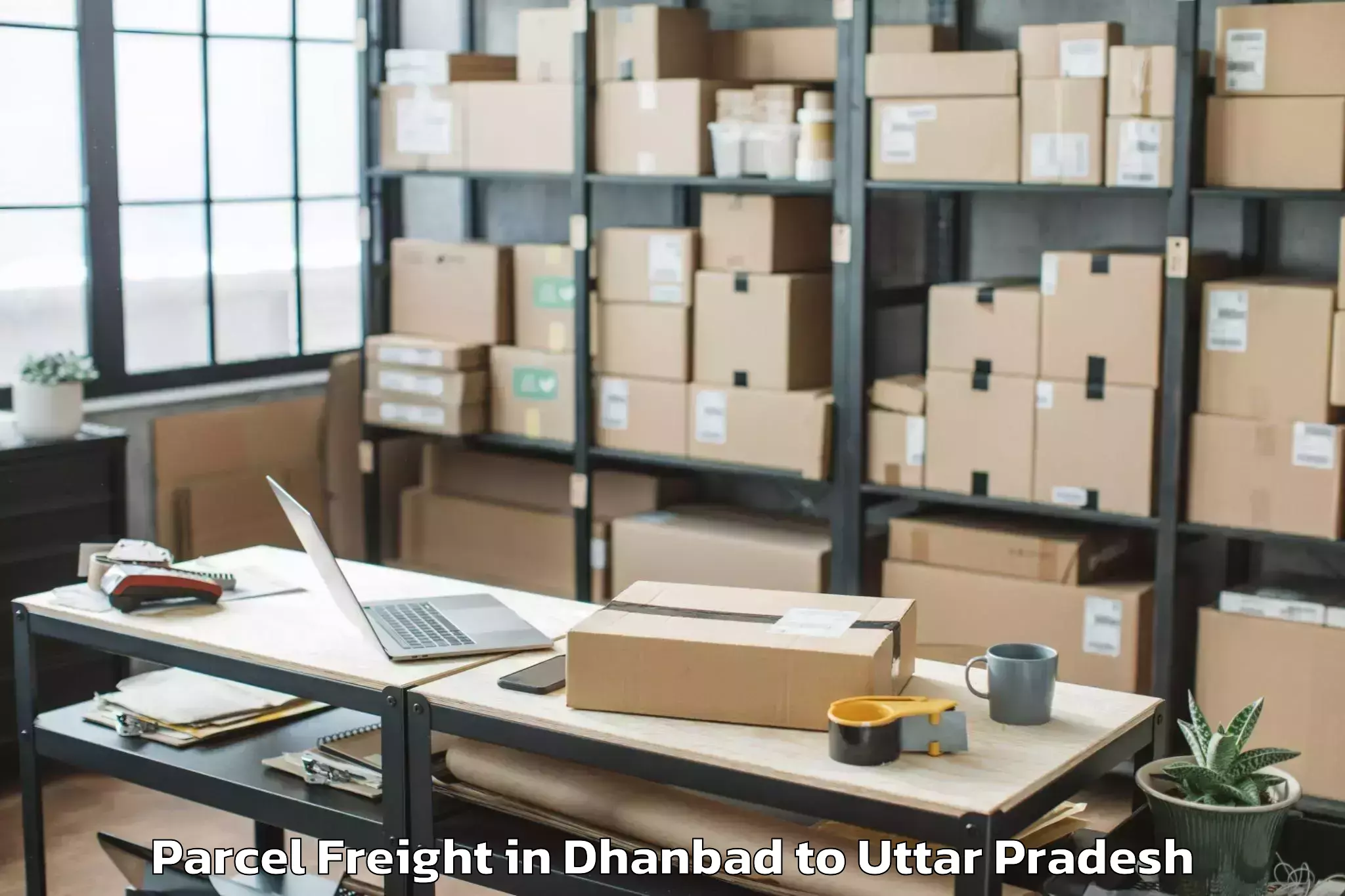 Easy Dhanbad to Gardens Galleria Lucknow Parcel Freight Booking